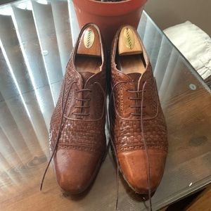 Alfani Brown Leather stitched dress shoes